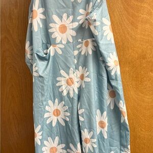 Floral Blue Jumpsuit with Pockets
